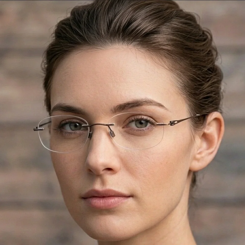 Charmant CH3600 GR Rimless Beta Titanium Eyeglasses Gunmetal Grey 140mm